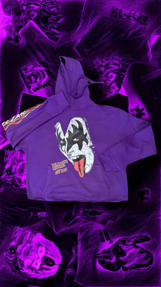 KISS CROPPED HOODIE (PURPLE)